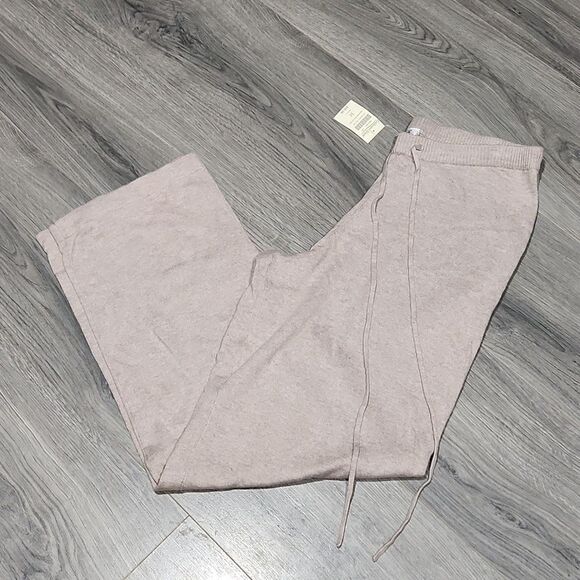 NWT Heather Taupe Pull On Elastic Tie Pant - Picture 1 of 6
